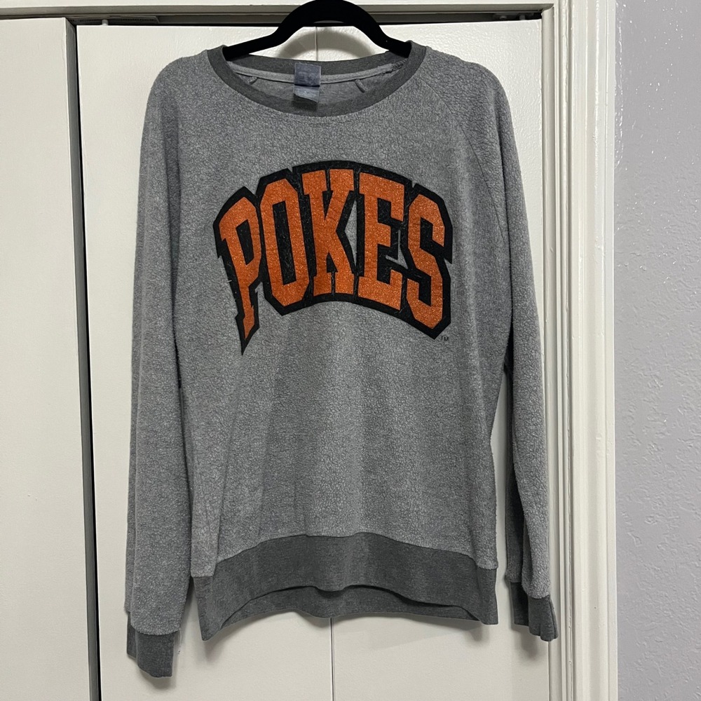Pokes Crewneck Sweatshirt Women's‎ Size L Gray Orange College Pullover